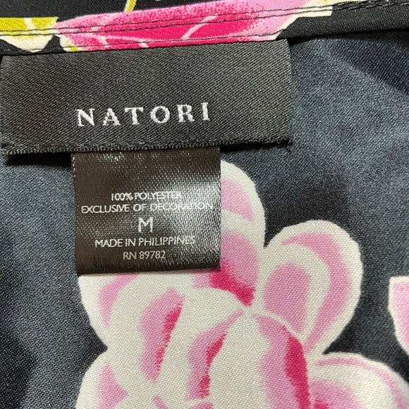 NATORI ‘Josie’ Gardenia Kimono Style V-Neck Kaftan Side Seam Pockets  NWT Sz M - Picture 8 of 9